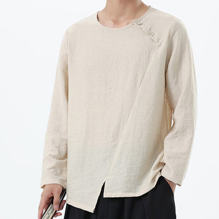 Buddha Stonesメンズ 長袖 ラウンドカラー コンフォート コットンリネン シャツ - image 17