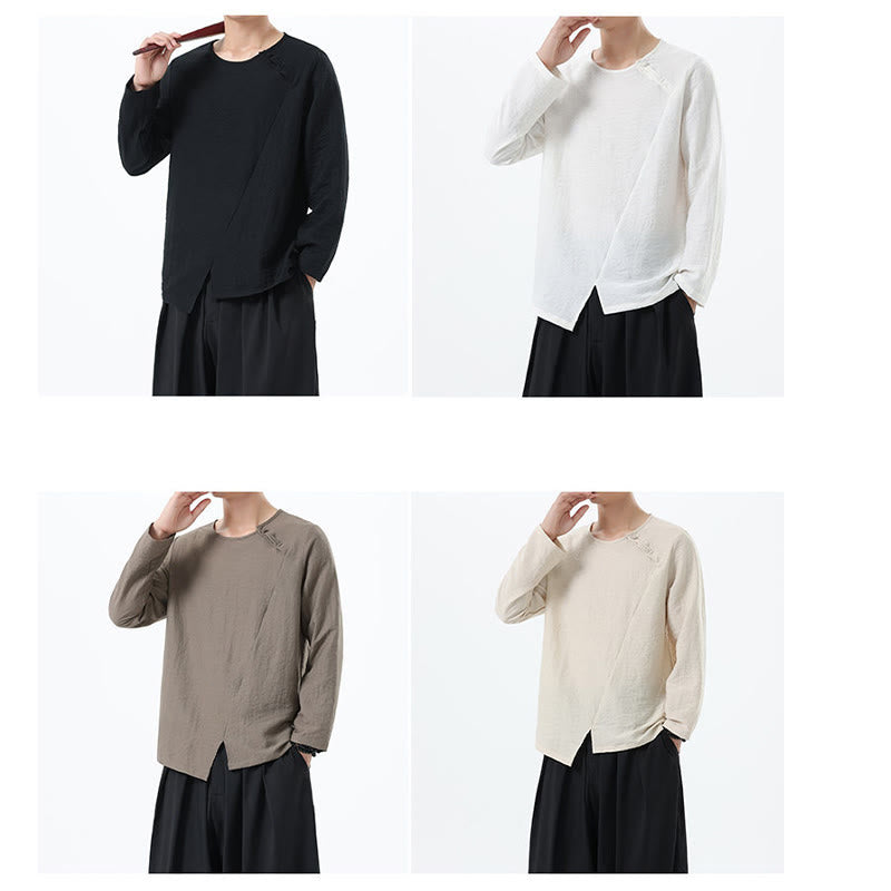 Buddha Stonesメンズ 長袖 ラウンドカラー コンフォート コットンリネン シャツ - image 34