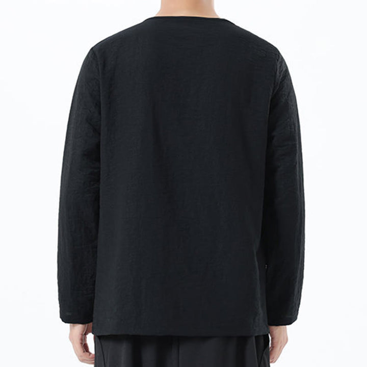 Buddha Stonesメンズ 長袖 ラウンドカラー コンフォート コットンリネン シャツ - image 28