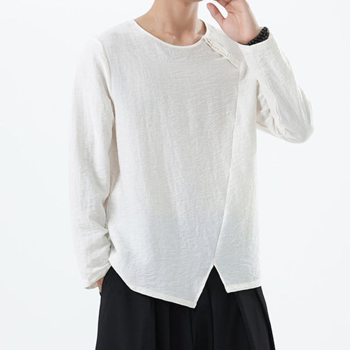 Buddha Stonesメンズ 長袖 ラウンドカラー コンフォート コットンリネン シャツ - image 10