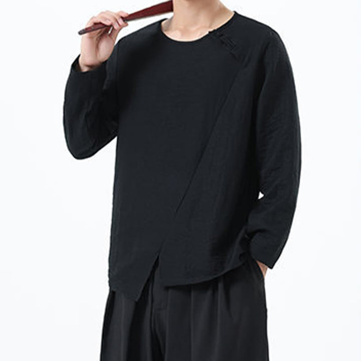 Buddha Stonesメンズ 長袖 ラウンドカラー コンフォート コットンリネン シャツ - image 30