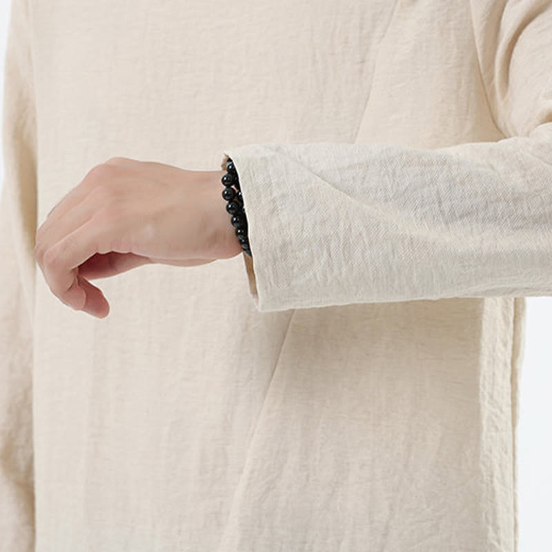 Buddha Stonesメンズ 長袖 ラウンドカラー コンフォート コットンリネン シャツ - image 25