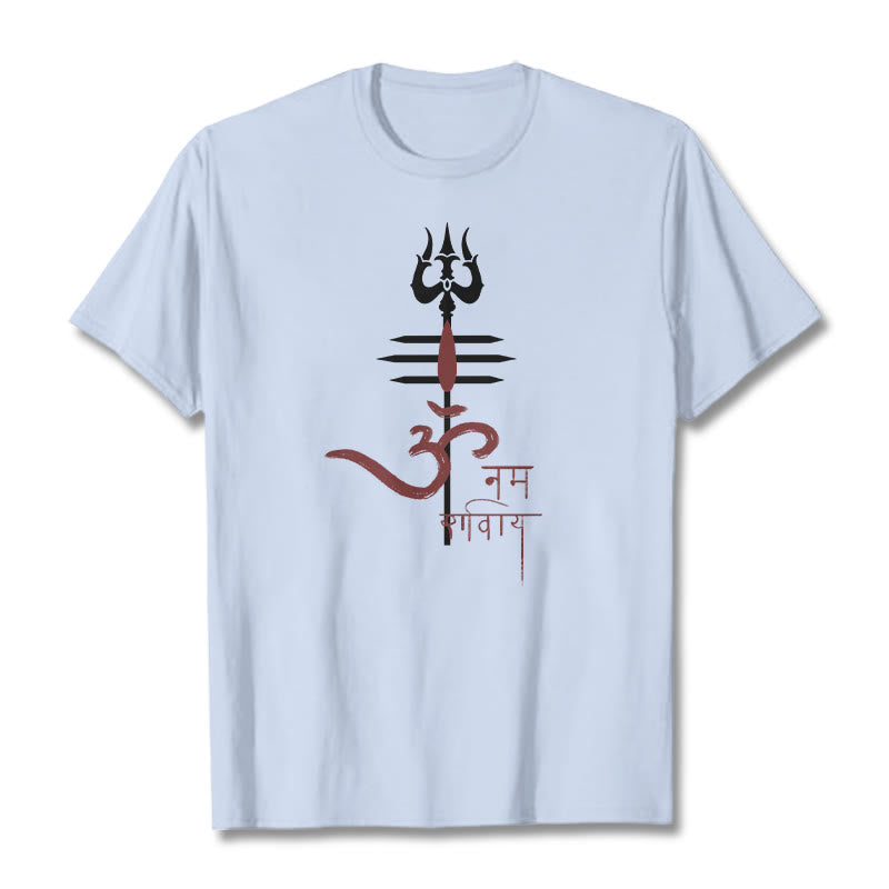 Buddha Stones OM NAMAH SHIVAYA トライデント コットン ティー Tシャツ - ライトシアン - 2XL - image 7