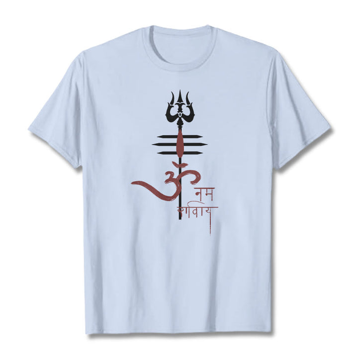 Buddha Stones OM NAMAH SHIVAYA トライデント コットン ティー Tシャツ - ライトシアン - 2XL - image 7