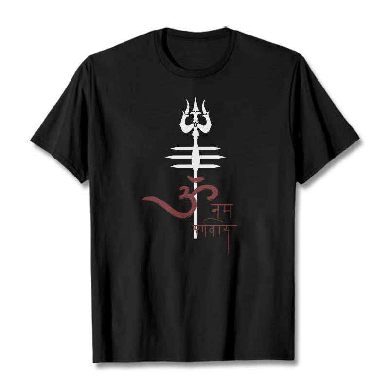 Buddha Stones OM NAMAH SHIVAYA トライデント コットン ティー Tシャツ - 黒 - 2XL - image 3