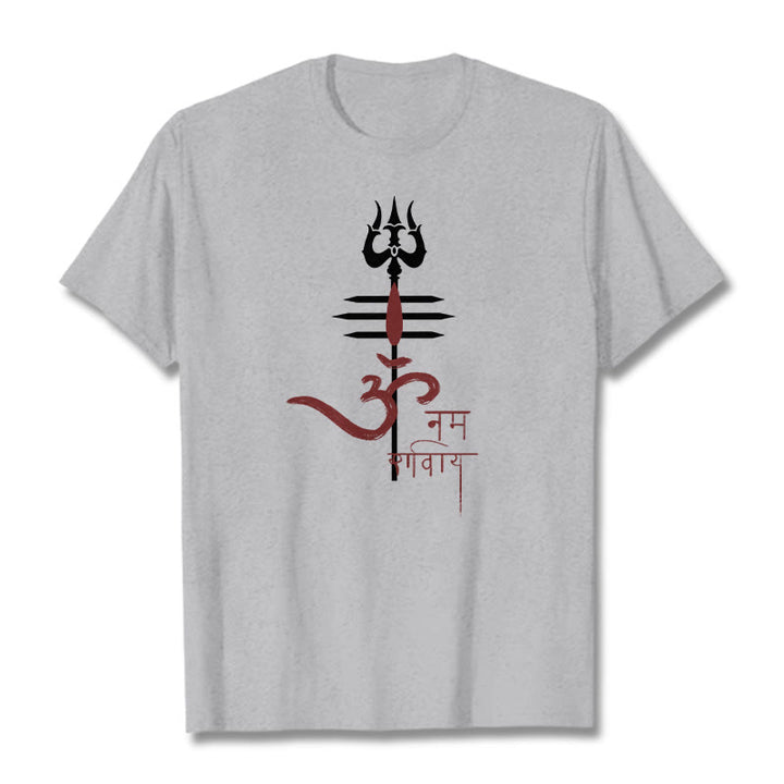 Buddha Stones OM NAMAH SHIVAYA トライデント コットン ティー Tシャツ - ライトグレー - 2XL - image 1