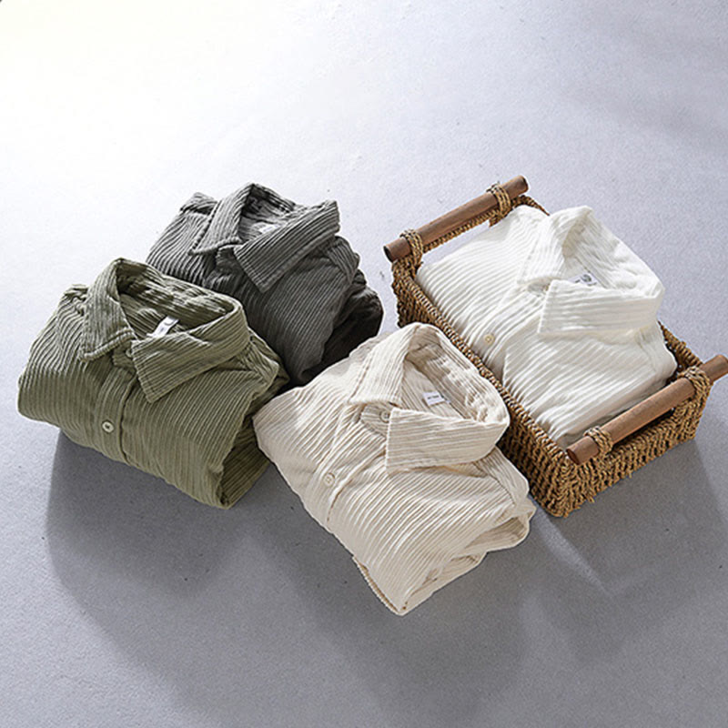 Buddha Stonesメンズ 長袖 ターンダウンカラー ポケット付き コーデュロイ カジュアルシャツ - image 11