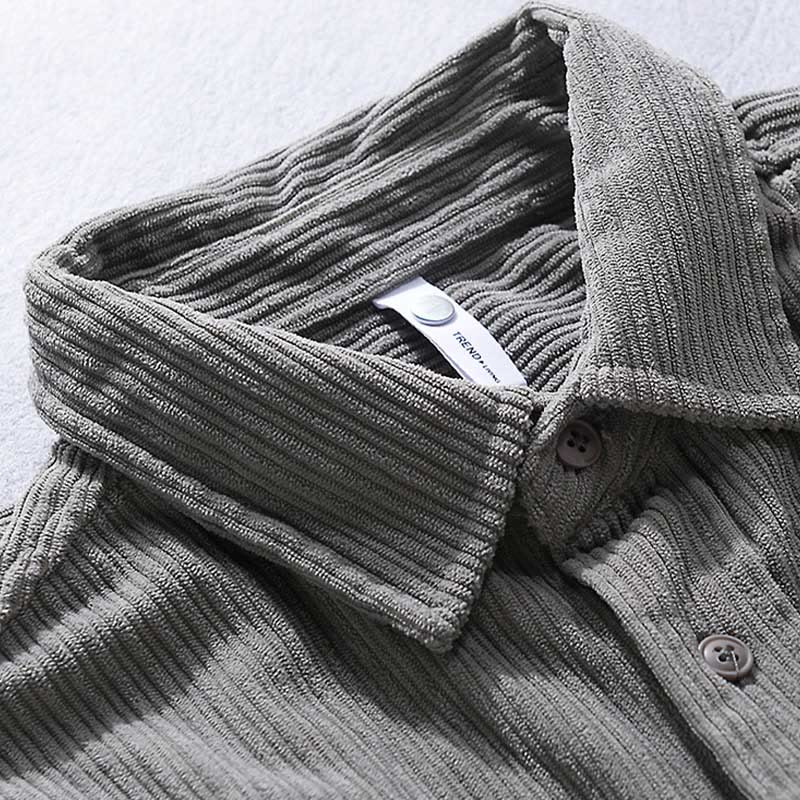 Buddha Stonesメンズ 長袖 ターンダウンカラー ポケット付き コーデュロイ カジュアルシャツ - image 3