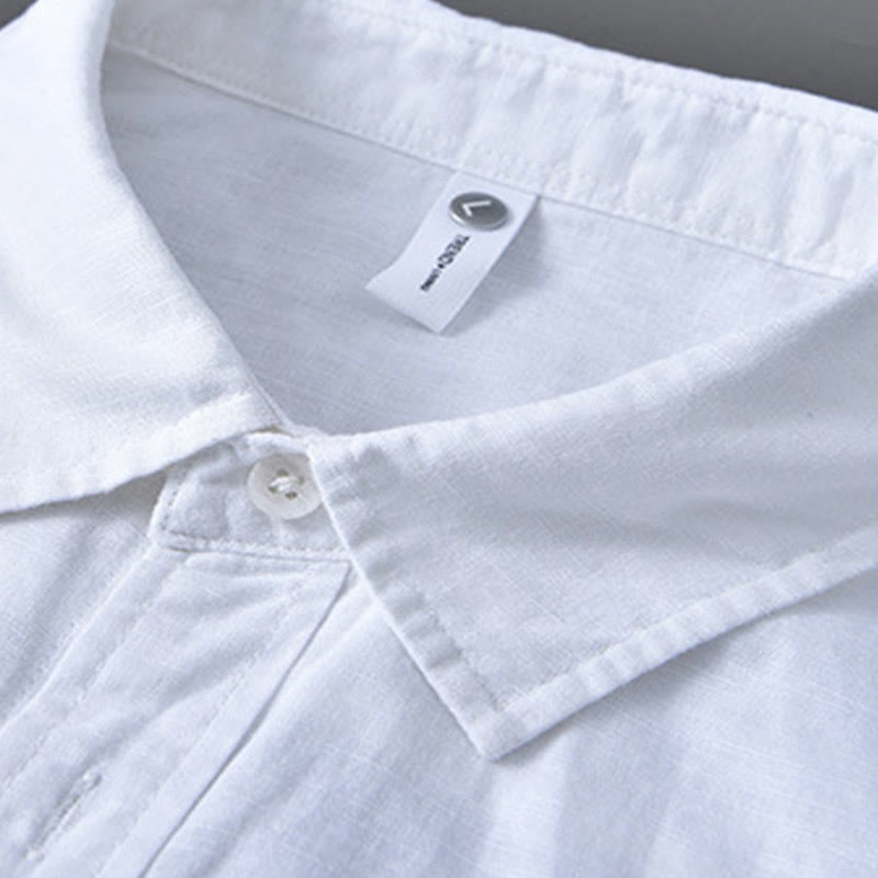 Buddha Stonesメンズ 長袖 ターンダウンカラー ポケット付き 純色 快適コットンシャツ - image 14