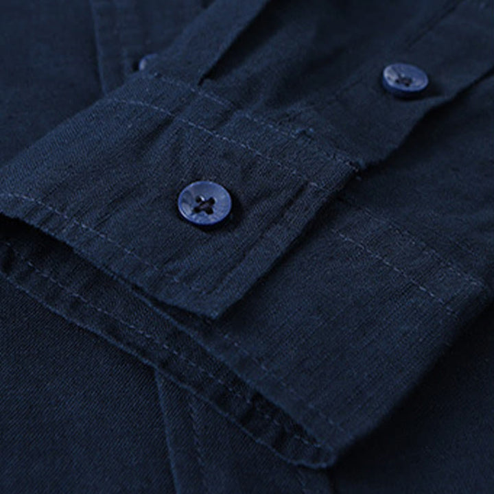 Buddha Stonesメンズ 長袖 ターンダウンカラー ポケット付き 純色 快適コットンシャツ - image 39