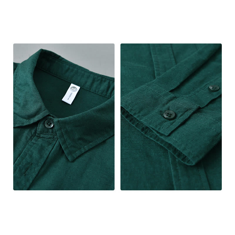 Buddha Stonesメンズ 長袖 ターンダウンカラー ポケット付き 純色 快適コットンシャツ - image 28