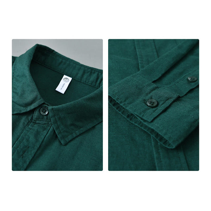 Buddha Stonesメンズ 長袖 ターンダウンカラー ポケット付き 純色 快適コットンシャツ - image 28