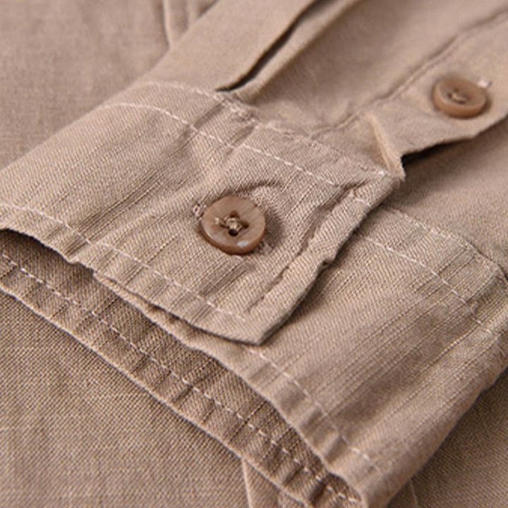 Buddha Stonesメンズ 長袖 ターンダウンカラー ポケット付き 純色 快適コットンシャツ - image 23