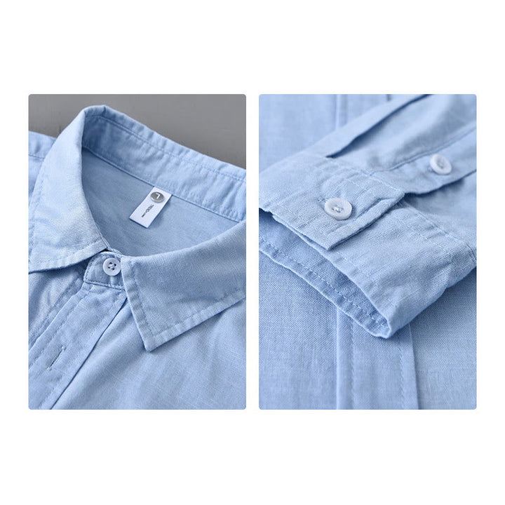 Buddha Stonesメンズ 長袖 ターンダウンカラー ポケット付き 純色 快適コットンシャツ - image 20