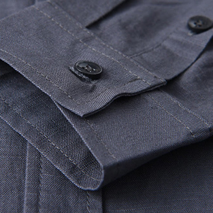 Buddha Stonesメンズ 長袖 ターンダウンカラー ポケット付き 純色 快適コットンシャツ - image 31