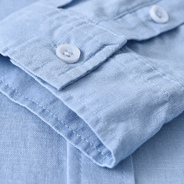 Buddha Stonesメンズ 長袖 ターンダウンカラー ポケット付き 純色 快適コットンシャツ - image 19
