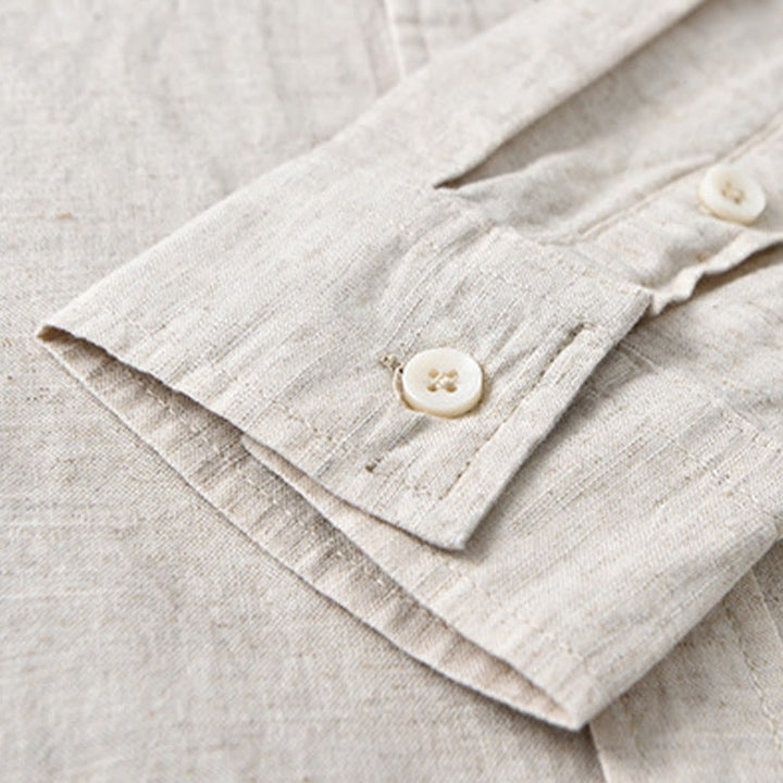 Buddha Stonesメンズ 長袖 ターンダウンカラー ポケット付き 純色 快適コットンシャツ - image 9