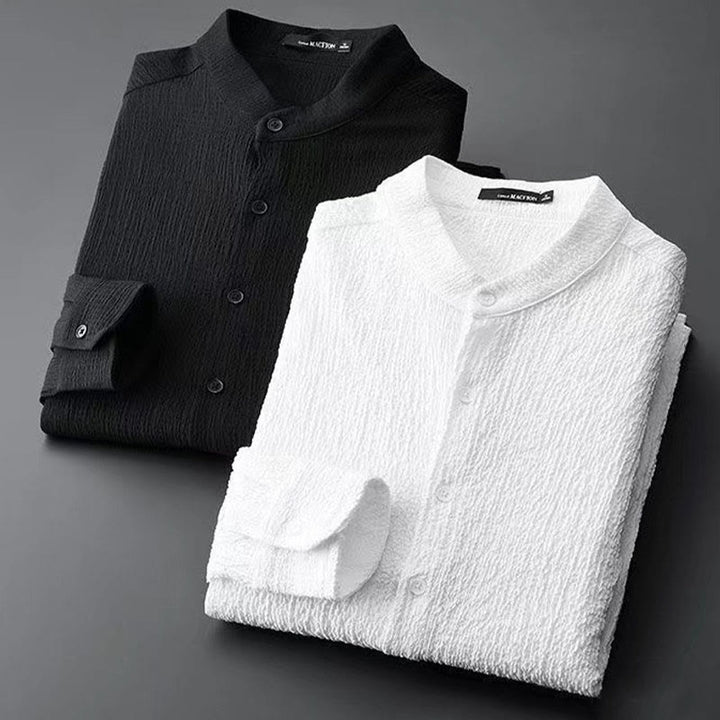 Buddha Stones純色長袖トップスパンツ服メンズセット - image 1