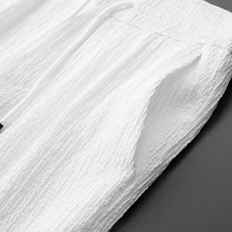 Buddha Stones純色長袖トップスパンツ服メンズセット - image 8