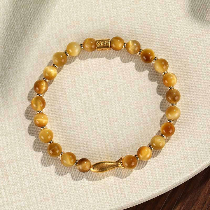 Buddha Stonesタイガーアイ鯉勇気ブレスレット