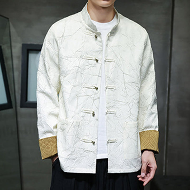 Buddha Stones唐装カジュアルフロッグボタン長袖ナイロンメンズジャケットシャツ衣類 - 白 - US/UK/AU46、 EU56 (5XL) - image 9