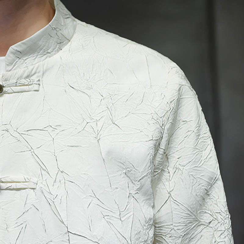 Buddha Stones唐装カジュアルフロッグボタン長袖ナイロンメンズジャケットシャツ衣類 - image 12