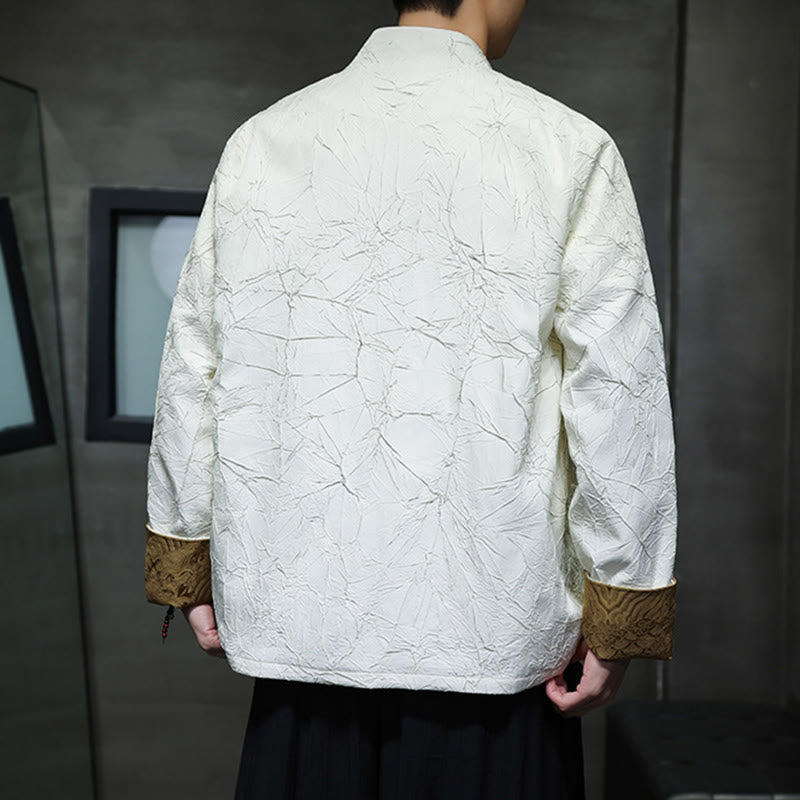 Buddha Stones唐装カジュアルフロッグボタン長袖ナイロンメンズジャケットシャツ衣類 - image 11