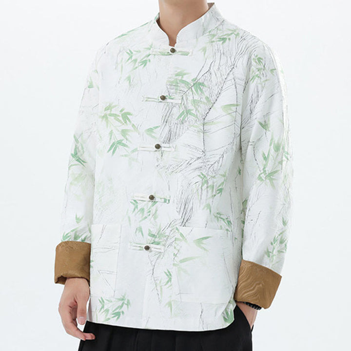 Buddha Stonesプリント竹カジュアルフロッグボタンスパンデックスメンズジャケットシャツ服 - image 21