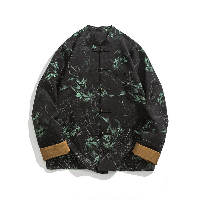 Buddha Stonesプリント竹カジュアルフロッグボタンスパンデックスメンズジャケットシャツ服 - image 14