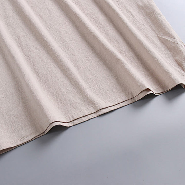 Buddha StonesゆったりメンズTシャツ 無地トップス 半袖 Vネック 通気性 リネンシャツ - image 8