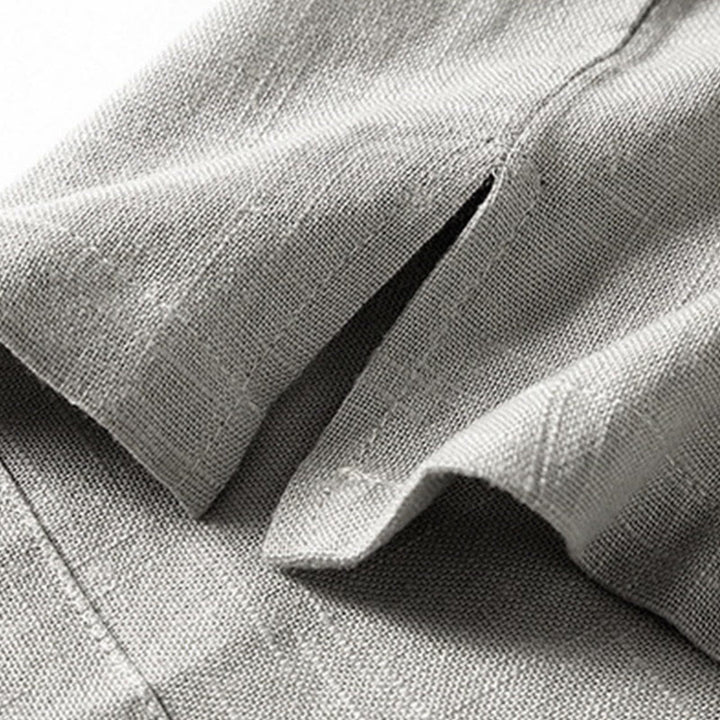 Buddha Stonesゆったりメンズシャツ 無地 ノッチネック トップス 半袖 快適 ボタン 通気性 コットンリネンシャツ - image 11