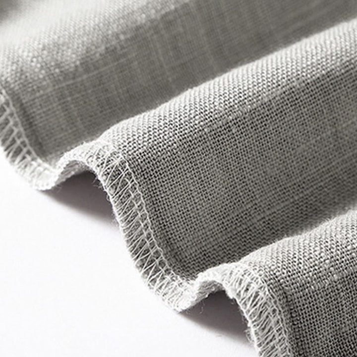 Buddha Stonesゆったりメンズシャツ 無地 ノッチネック トップス 半袖 快適 ボタン 通気性 コットンリネンシャツ - image 15