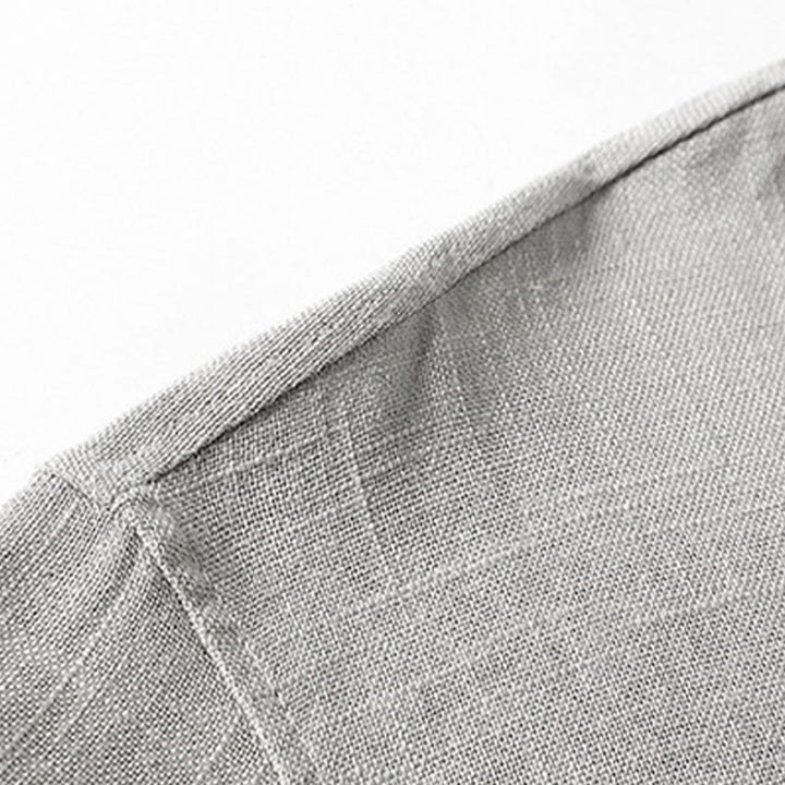 Buddha Stonesゆったりメンズシャツ 無地 ノッチネック トップス 半袖 快適 ボタン 通気性 コットンリネンシャツ - image 9