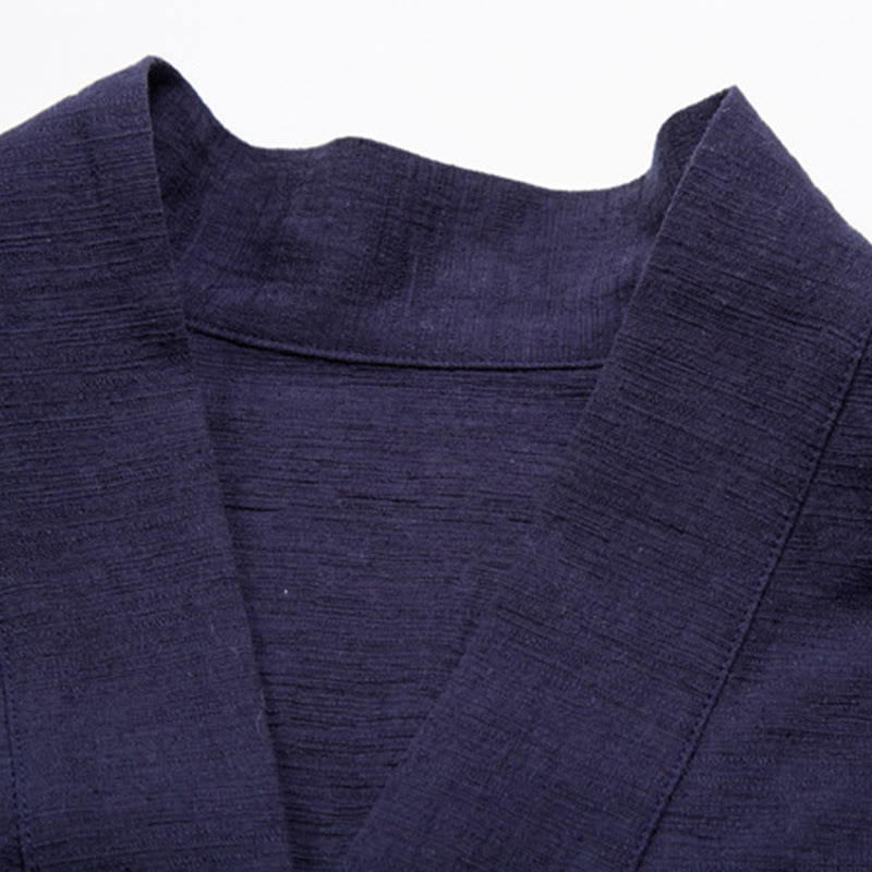 Buddha Stonesメンズ 半袖シャツ ポケット付き Vネック カーディガン 快適コットンリネンシャツ - image 8