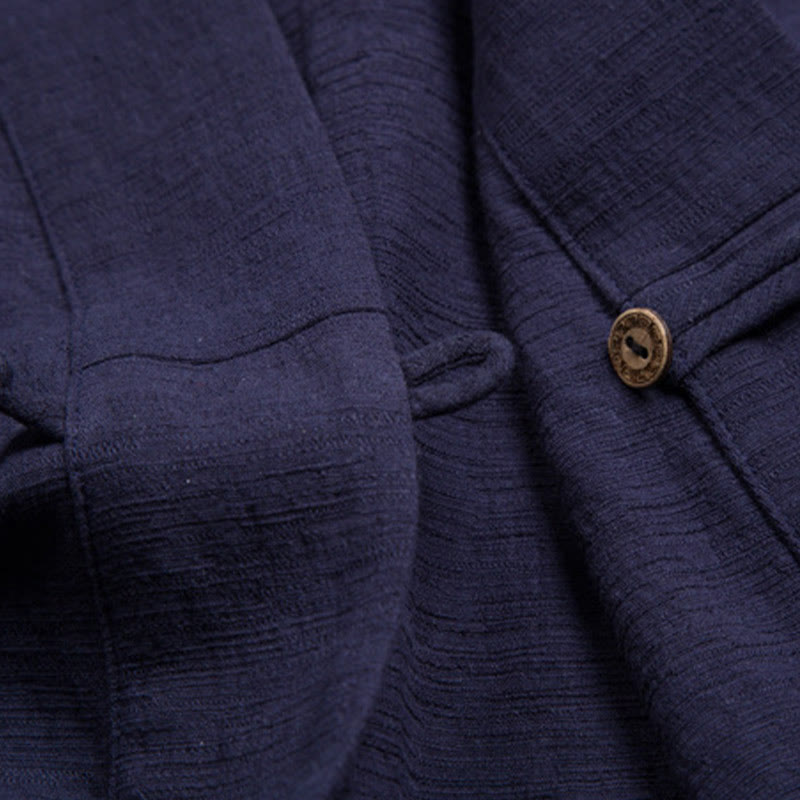 Buddha Stonesメンズ 半袖シャツ ポケット付き Vネック カーディガン 快適コットンリネンシャツ - image 11