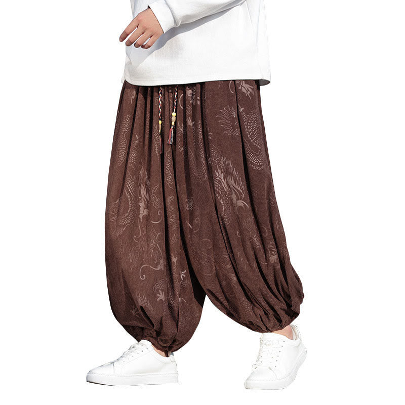 Buddha Stones龍模様カジュアル無地コットンメンズパンツ(ポケット付き) - image 9