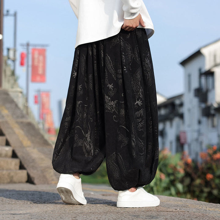 Buddha Stones龍模様カジュアル無地コットンメンズパンツ(ポケット付き) - image 13