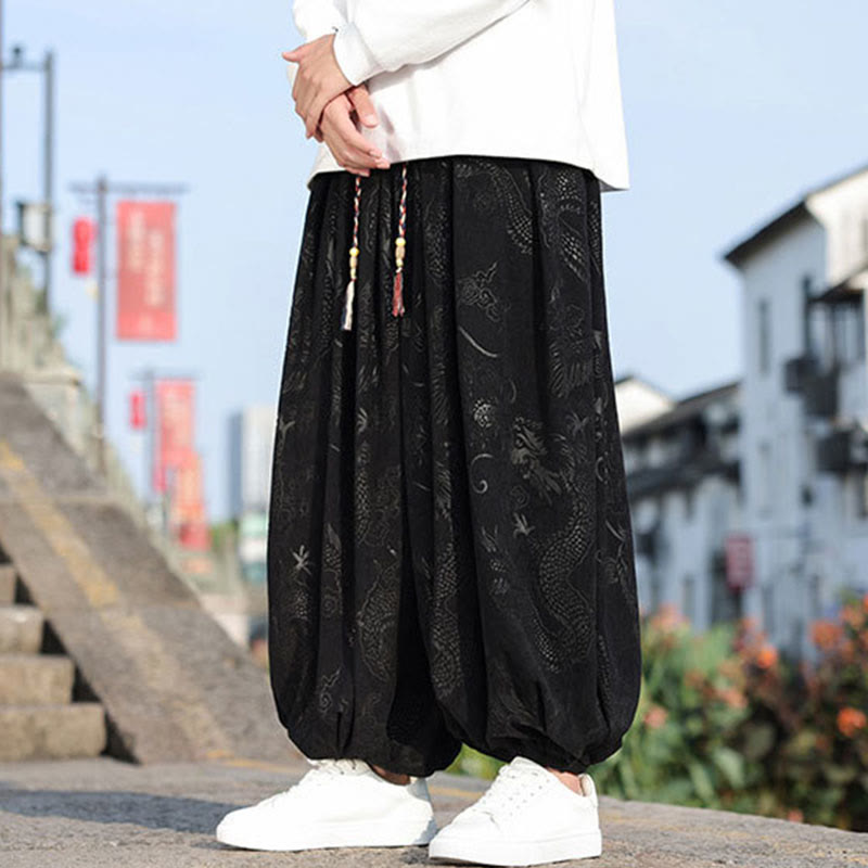 Buddha Stones龍模様カジュアル無地コットンメンズパンツ(ポケット付き) - image 16