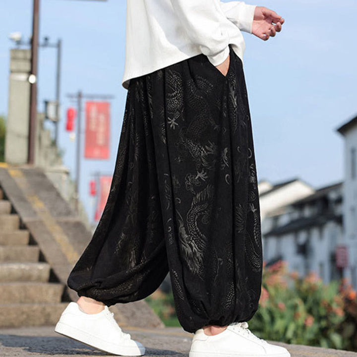 Buddha Stones龍模様カジュアル無地コットンメンズパンツ(ポケット付き) - image 12