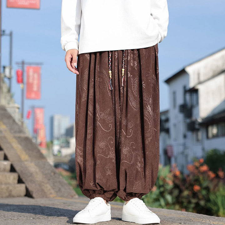 Buddha Stones龍模様カジュアル無地コットンメンズパンツ(ポケット付き) - image 7