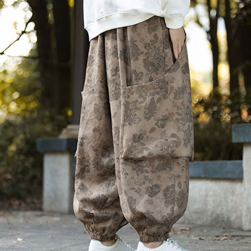 Buddha Stonesカジュアルフラワーコーデュロイコットンメンズパンツ(大きなポケット付き) - image 7