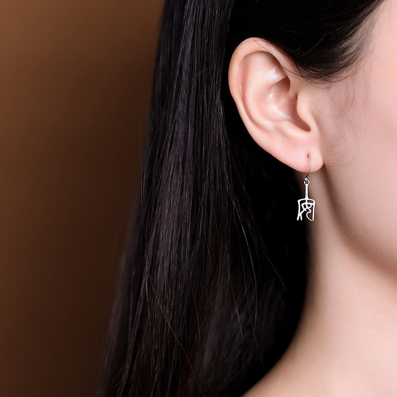Buddha Stones925 スターリングシルバー 漢字「平安」「西楽」守護イヤリング