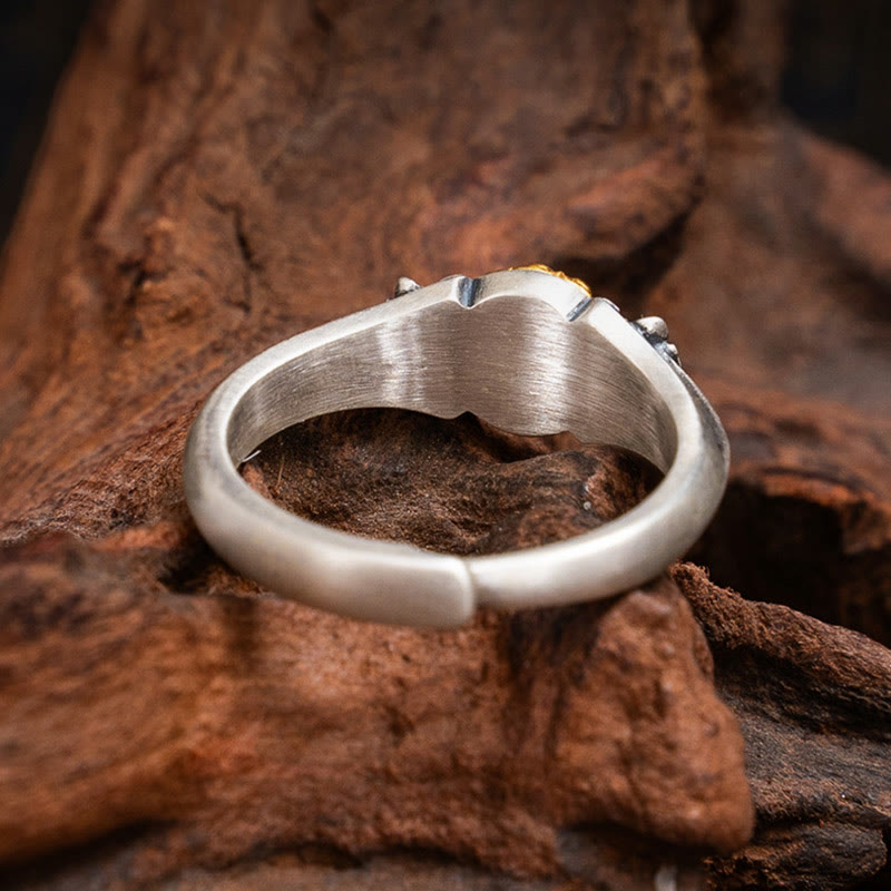 Buddha Stones925 スターリングシルバー ゴールドメッキ 菩薩 ターラ 保護 調節可能リング