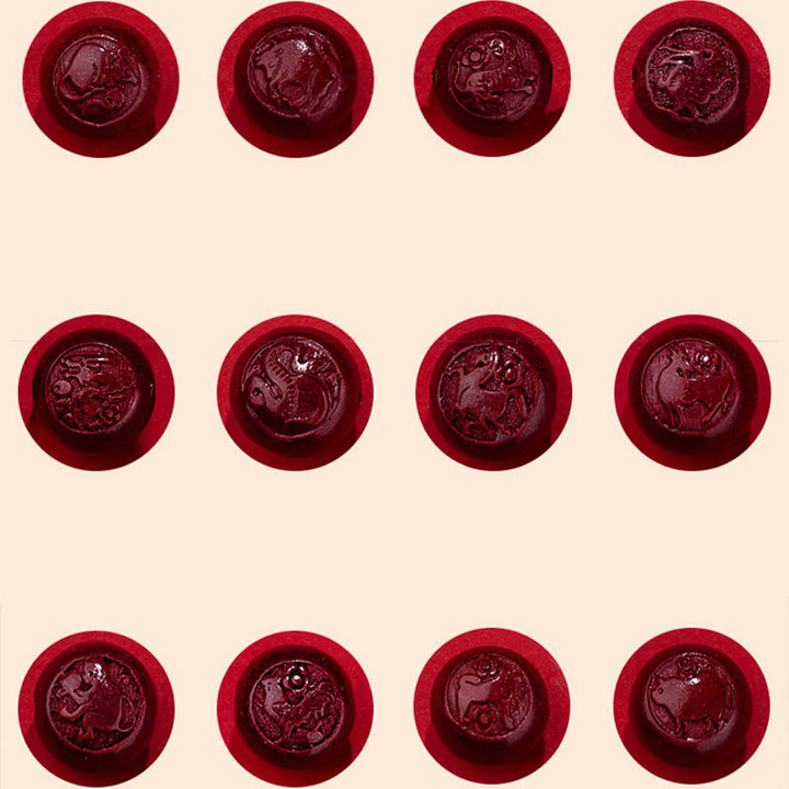 Buddha Stones天然辰砂 十二支 ひょうたん 穏やかな祝福 赤い紐 ベリーチェーン