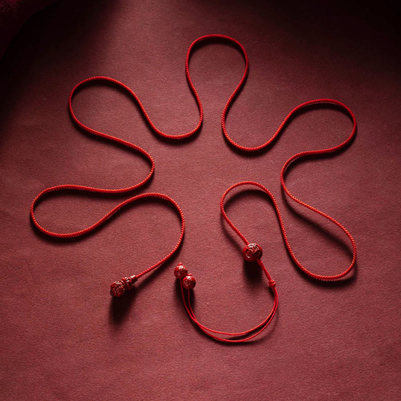 Buddha Stones天然辰砂 十二支 ひょうたん 穏やかな祝福 赤い紐 ベリーチェーン