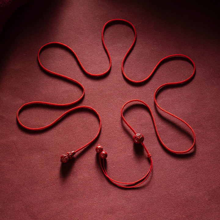 Buddha Stones天然辰砂 十二支 ひょうたん 穏やかな祝福 赤い紐 ベリーチェーン