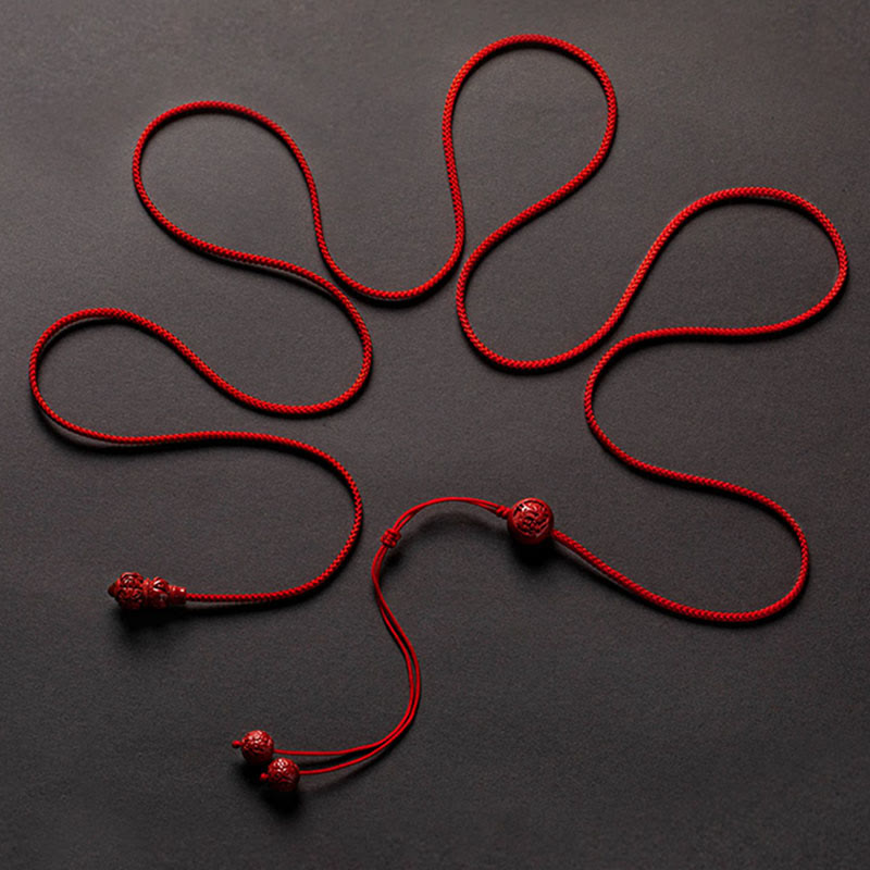 Buddha Stones天然辰砂 十二支 ひょうたん 穏やかな祝福 赤い紐 ベリーチェーン