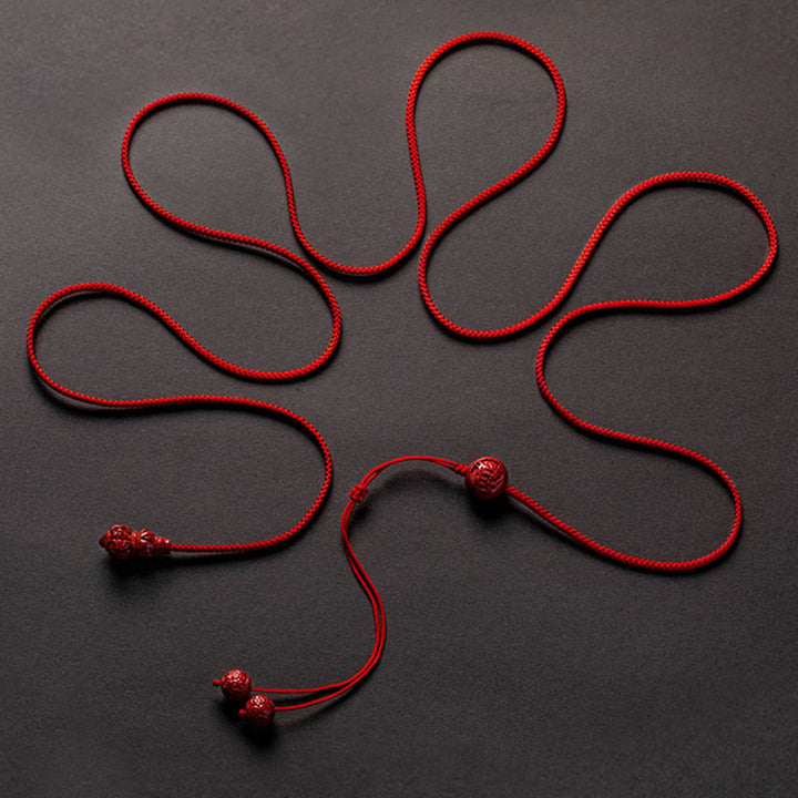 Buddha Stones天然辰砂 十二支 ひょうたん 穏やかな祝福 赤い紐 ベリーチェーン