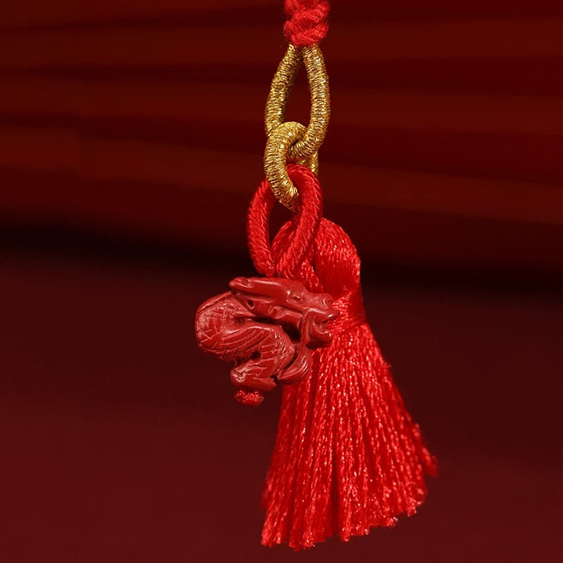 Buddha Stones天然辰砂龍の祝福赤い紐のベリーチェーン