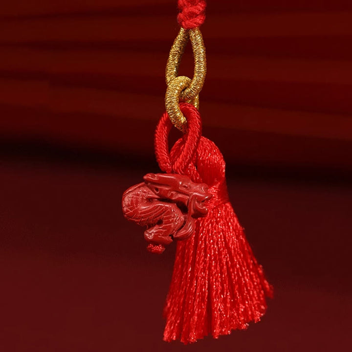 Buddha Stones天然辰砂龍の祝福赤い紐のベリーチェーン